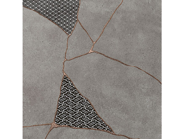 Dlažba šedá matná s dekorom 60,4x60,4cm KINTSUGI Japan-Hibi Storm