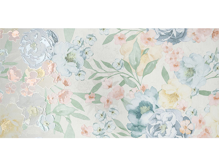 Obklad biely lesklý s kvetinovým vzorom 40x80cm MULTIFORME Bouquet
