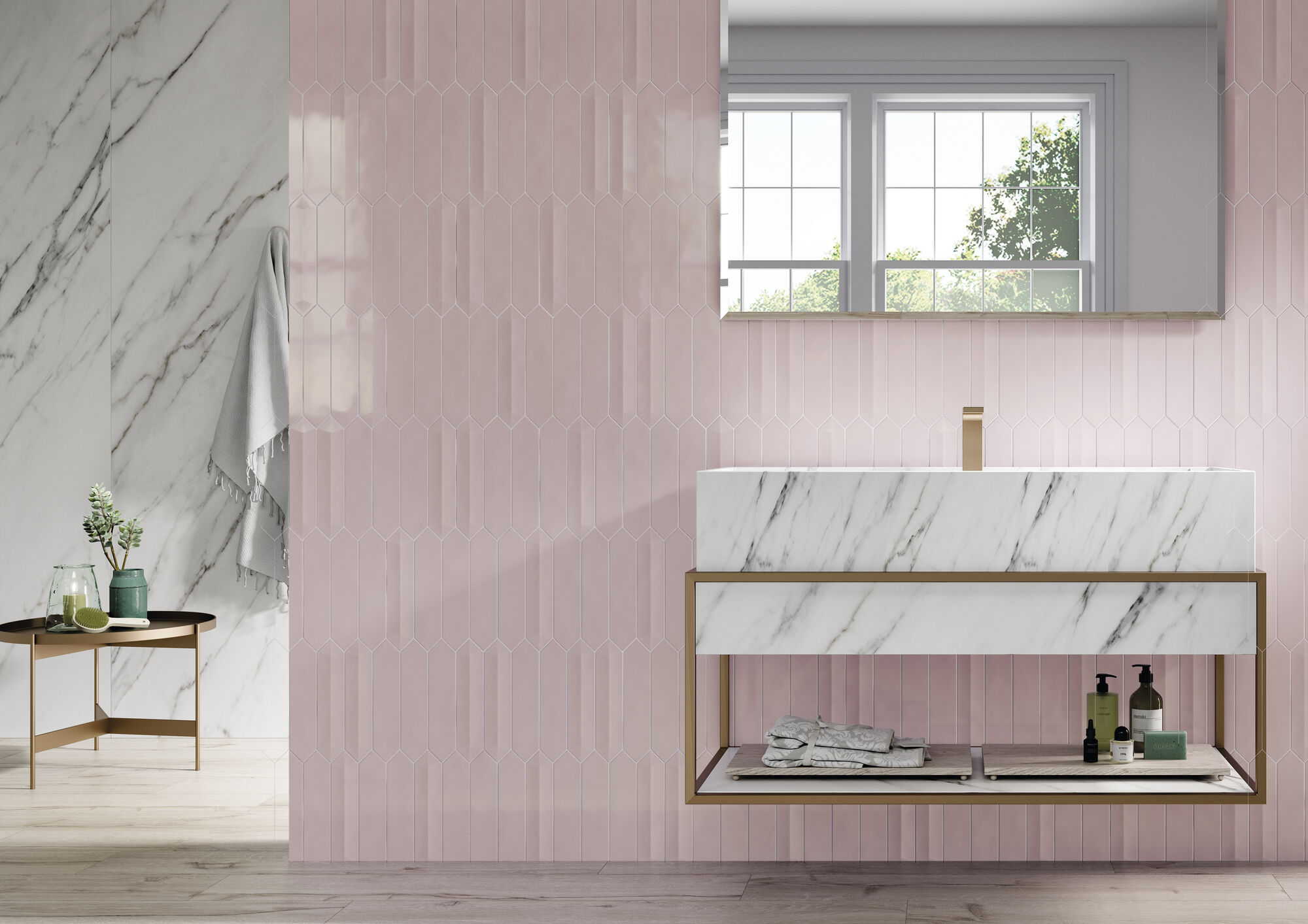 Obklad ružový lesklý 3D 6,5x33,2cm DIMSEY Outside Pink – Obrázok 3