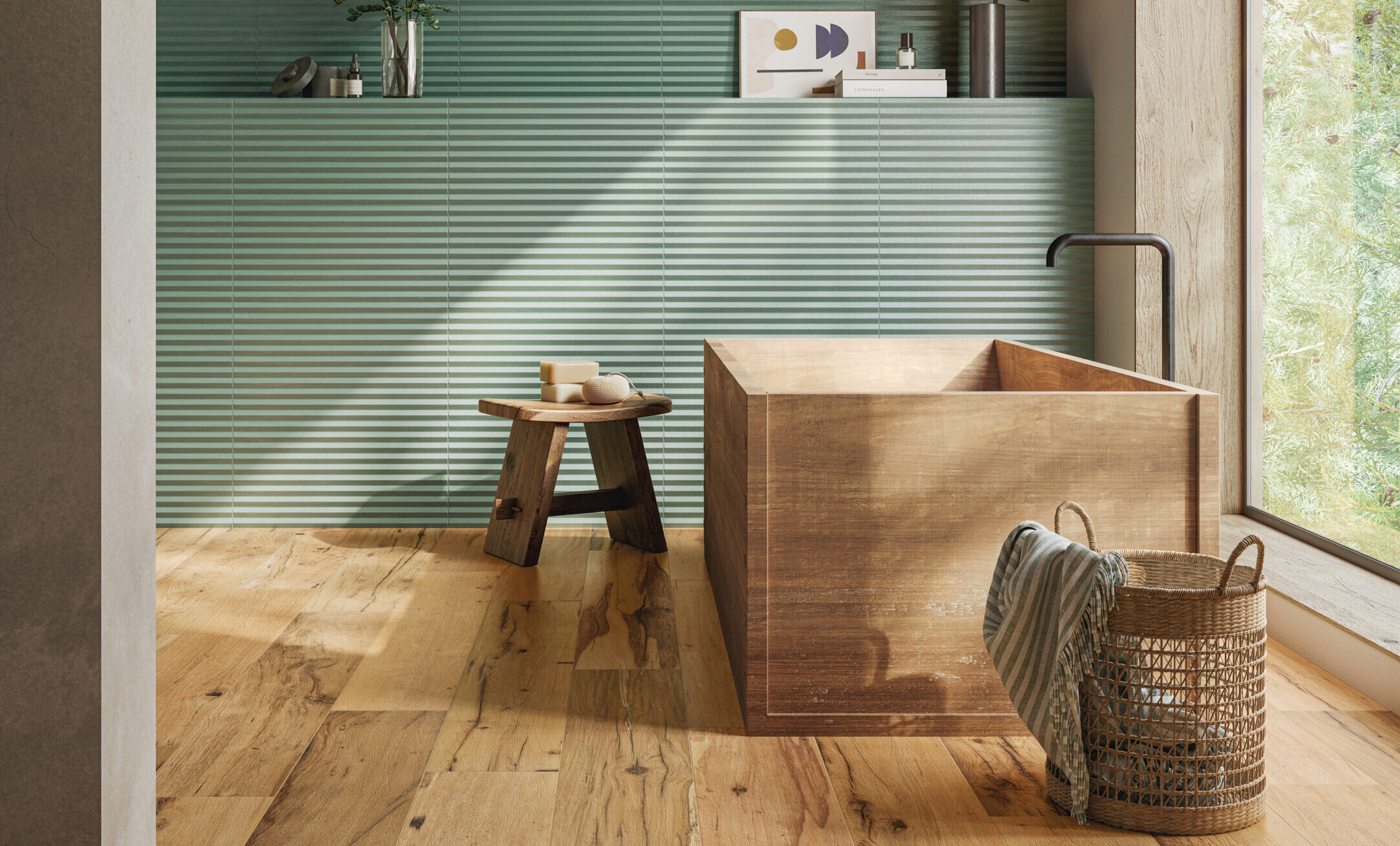 Obklad zelený matný s 3D vzorom 60x120cm HOMEY Canneté Laurel – Obrázok 3