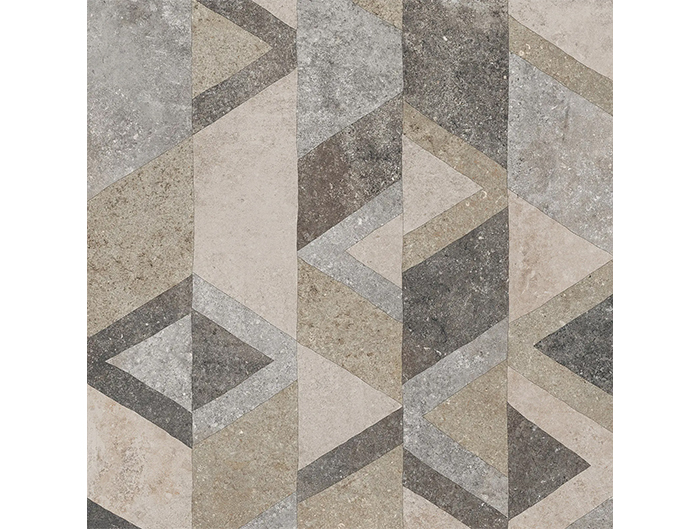 Dlažba slonovinovo hnedo šedá matná geometrická 60x60cm RE_TOUR Decor Mix