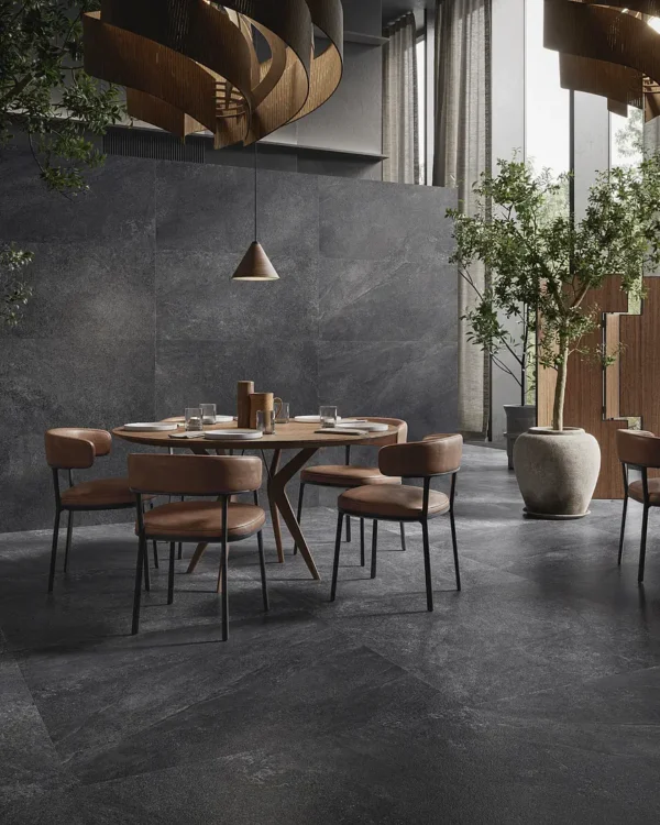 Dlažba čierna matná vzhľad kameňa 90x90cm BERGSTONE Black - Image 3