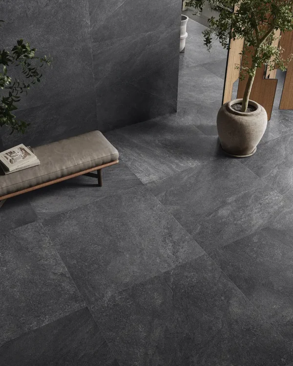Dlažba čierna matná vzhľad kameňa 90x90cm BERGSTONE Black - Image 4