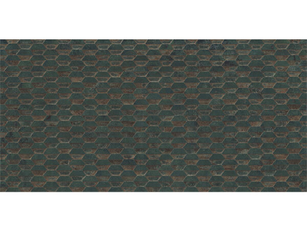 Obklad zeleno hnedý matný reliéfny s efektom hrdze 50x100cm STEEL Green Stamping Natural