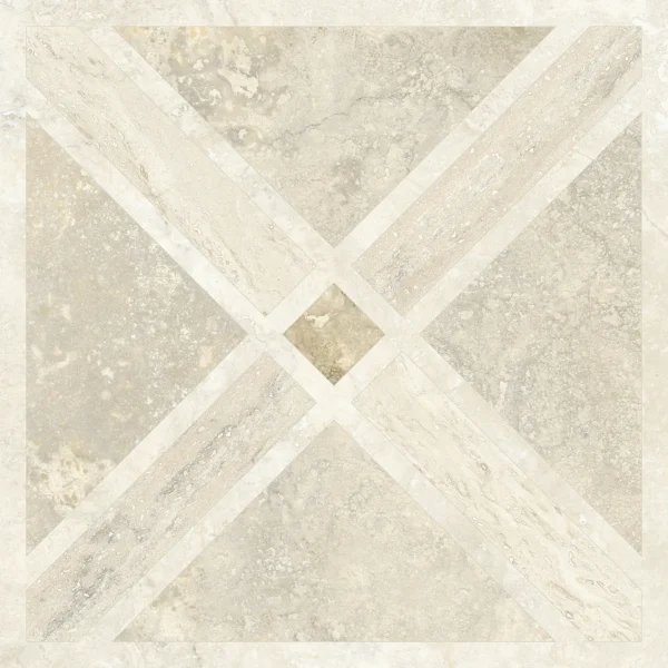 Dlažba bielo šedá matná s dekorom vzhľad travertín 60x60cm INVICTUS CROSS Deco Nat. - Image 2