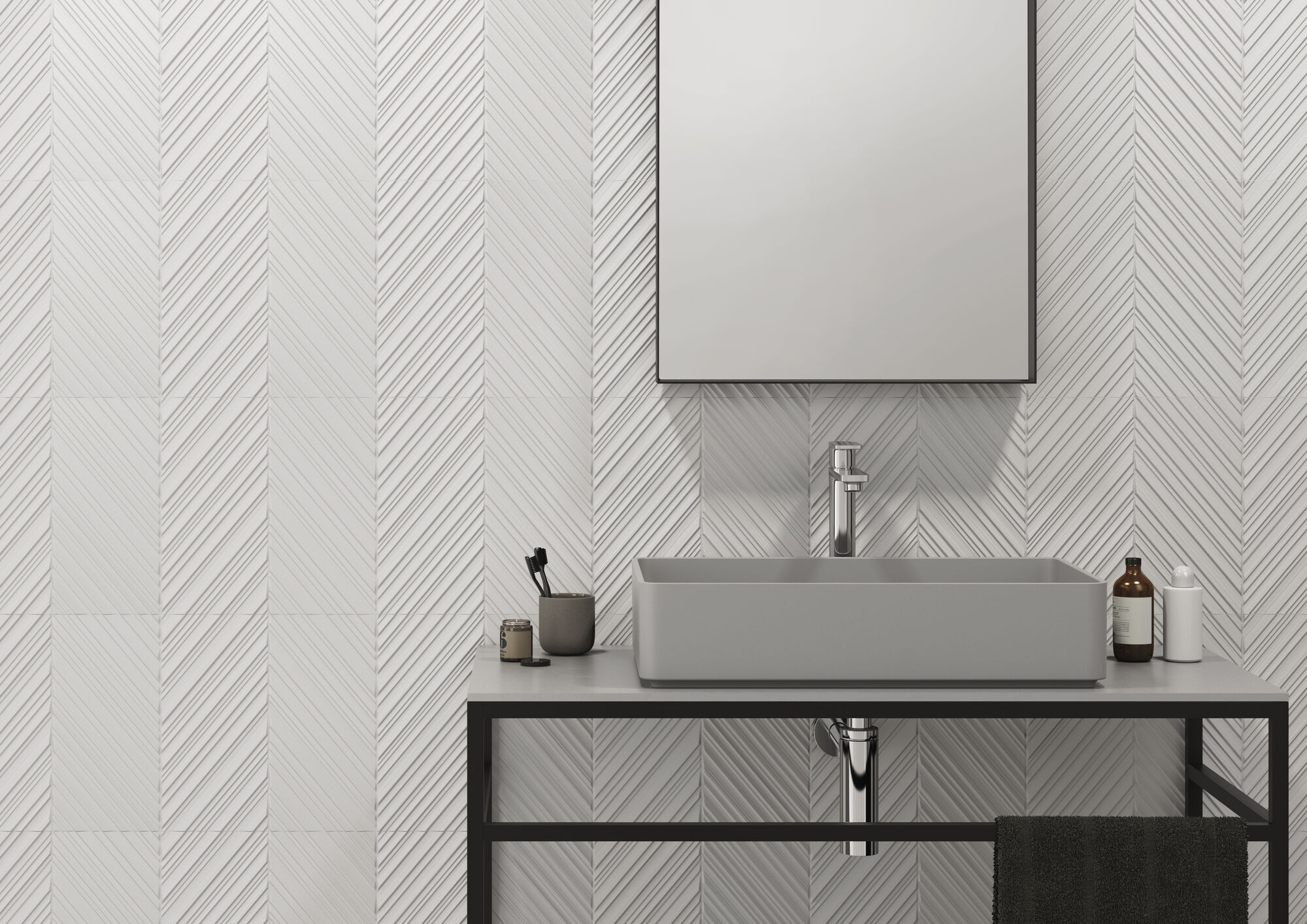 Obklad biely matný reliéfny s dekorom 30x90cm GLACIAR Look Mate – Obrázok 3