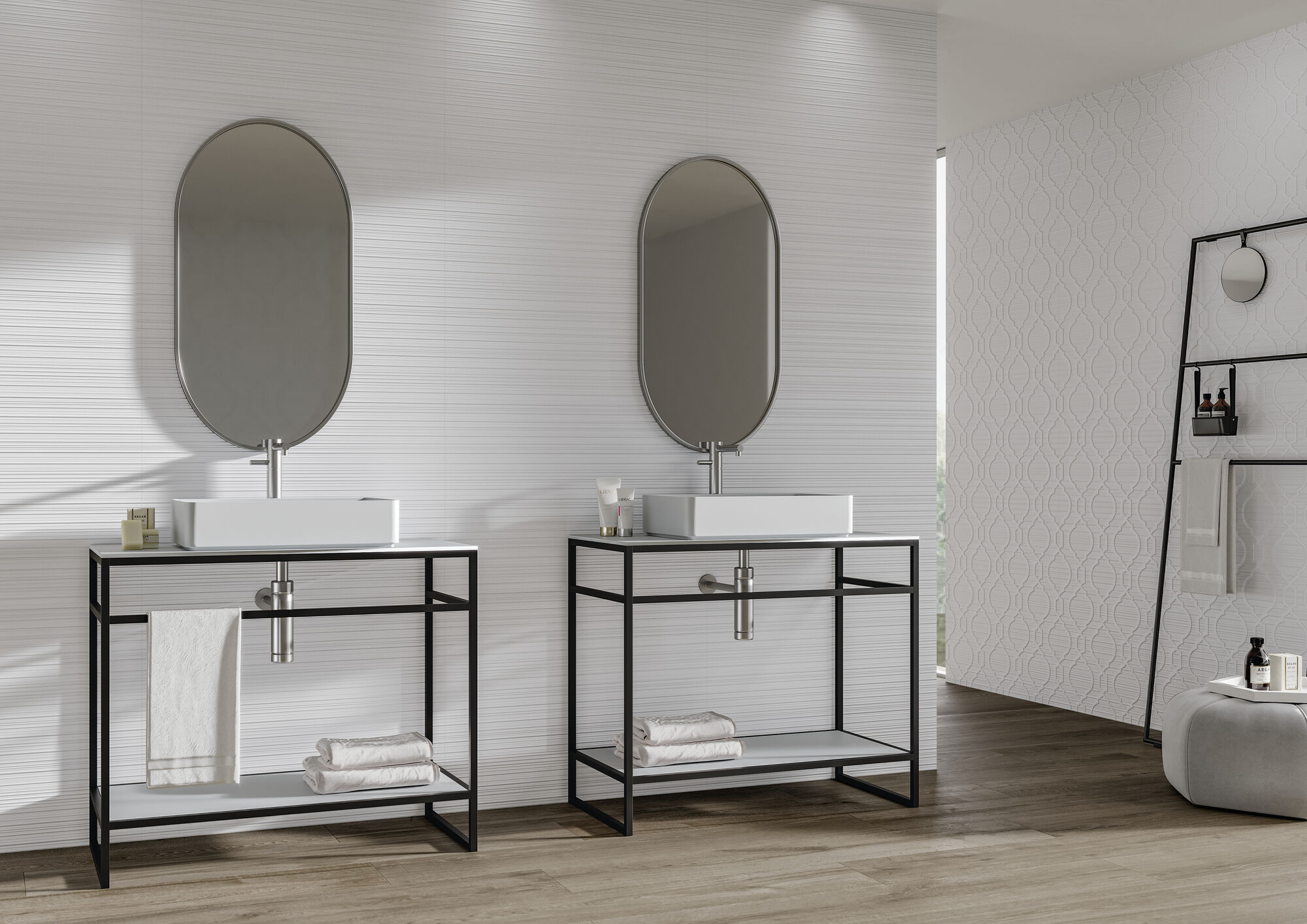 Obklad biely lesklý reliéfny s dekorom 30x90cm GLACIAR Crown Brillo – Obrázok 3