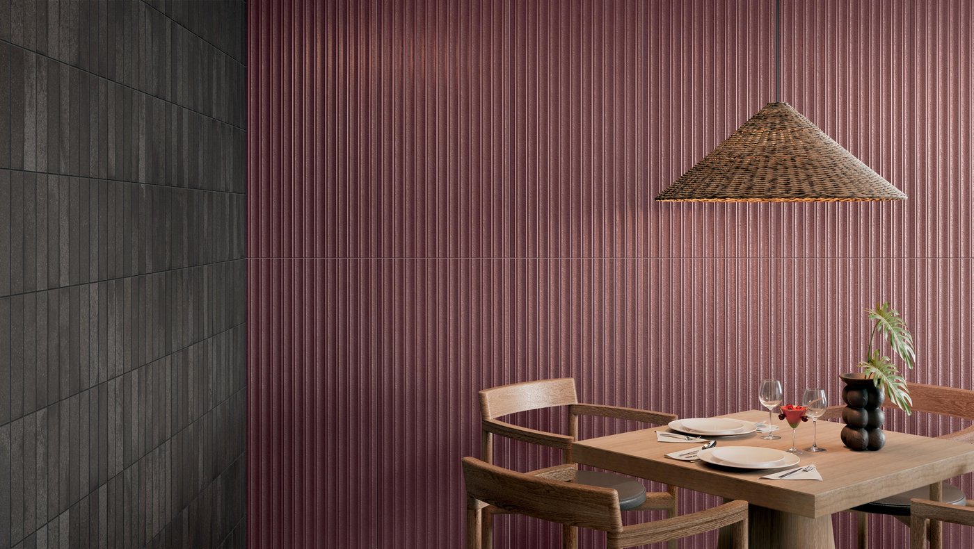 Obklad bordový višňový perleťový matný 3D reliéfny 50x120cm ARTESETA Granato Riga – Obrázok 3