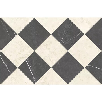 Dlažba čierno biela matná s geometrickým vzorom 50x100cm MODULAR Chess Natural