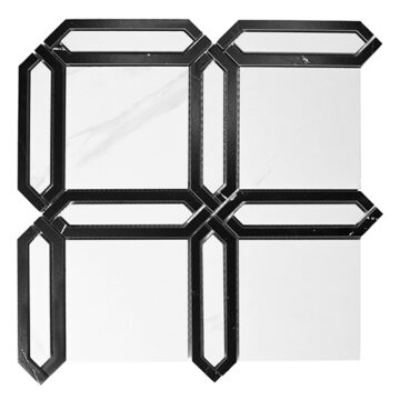 Mozaika bielo-čierna kameninová matná 30x30cm QUADWELL CARRARA GP