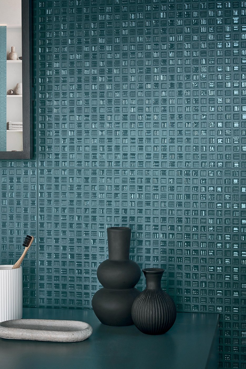 Obklad petrolejový modrý pololesklý 3D reliéfny 50x120cm MULTIFORME MIRA Cala Tassello – Obrázok 5