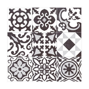 Dlažba čierno-biela - patchwork 59,6x59,6cm BARCELONA E