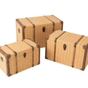 Kufor drevený 3ks set úložný box truhlica BEIGE