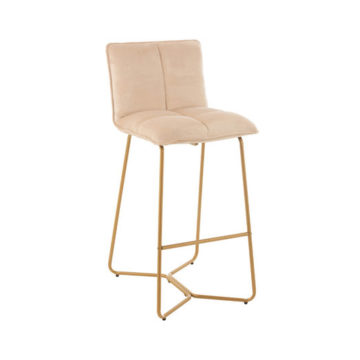 Barová stolička béžová zlatá textilná 2ks set CHAMPAGNE