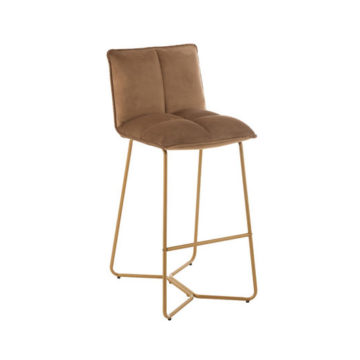 Barová stolička hnedá zlatá textilná 2ks set GENTLEMANS CLUB
