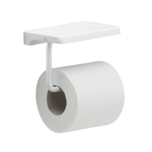 Držiak na toaletný papier biely závesný s poličkou HOTEL
