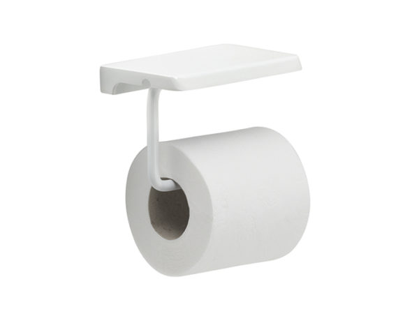 Držiak na toaletný papier biely závesný s poličkou HOTEL