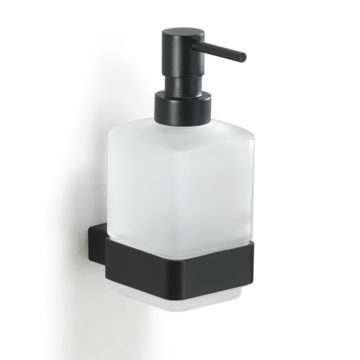 Dávkovač na tekuté mydlo čierny matný sklenený závesný LOUNGE