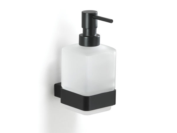 Dávkovač na tekuté mydlo čierny matný sklenený závesný LOUNGE