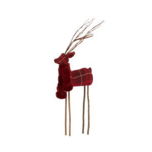 Jeleň červený textilný drevený 2ks set dekorácia CHRISTMAS