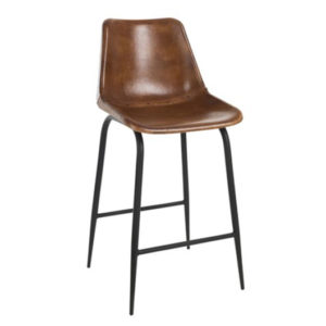 Barová stolička hnedá kožená kovová 2ks set BISTRO BARDO