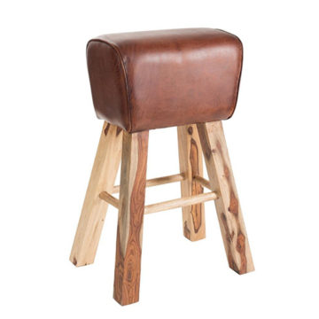 Barová stolička hnedá kožená koza 2ks set BISTRO BARDO