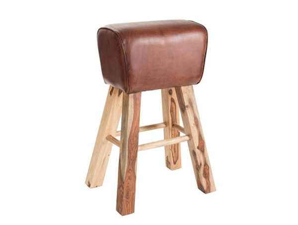 Barová stolička hnedá kožená koza 2ks set BISTRO BARDO