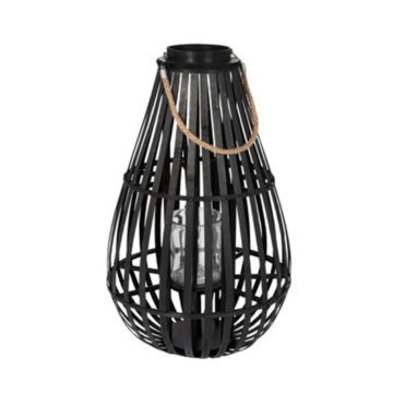 Lampáš čierny bambusový sklenený 2ks set BLACK