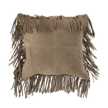 Vankúš béžový kožený so strapcami 2ks set DESERT DREAMER