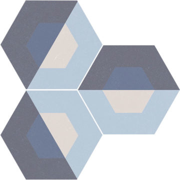 Dlažba modrá s geometrickým vzorom 25x29cm CUBE BLUE