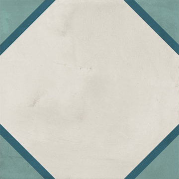 Dlažba biela s modrozeleným vzorom 20x20cm TERRA ART OTTAGONO O
