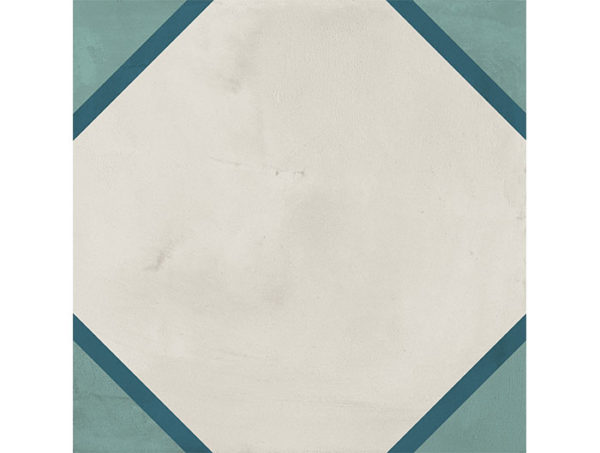Dlažba biela s modrozeleným vzorom 20x20cm TERRA ART OTTAGONO O