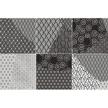 Obklad čierno-biely lesklý 20,13x20,13cm KINTSUGI JAPAN MIX B&W