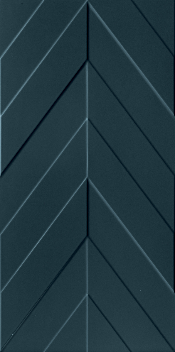 Obklad modrý matný s 3d efektom 40x80cm 4D Chevron Deep Blue