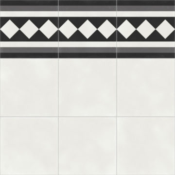 Dlažba bielo-čierna satinovaná 59,2x59,2cm VIENNA White Border N