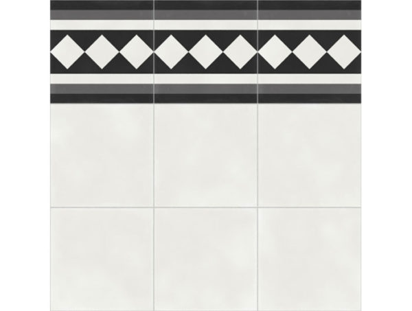 Dlažba bielo-čierna satinovaná 59,2x59,2cm VIENNA White Border N